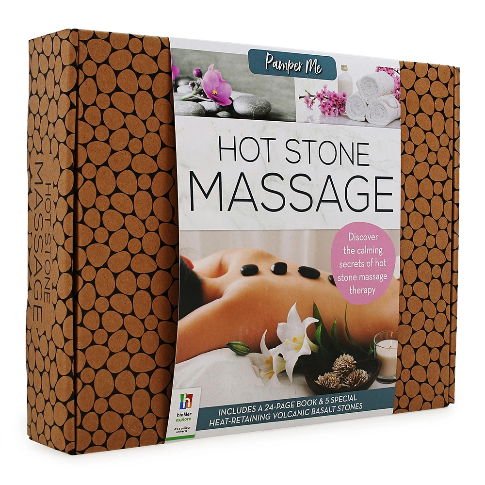 hot stone massage kit with book & volcanic basalt stones