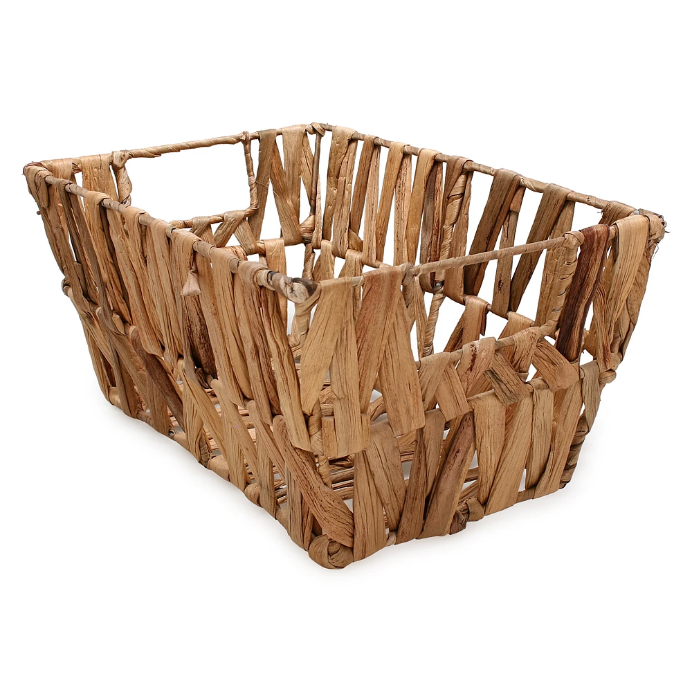 open weave water hyacinth storage basket 11.75in x 7.75in