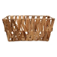 open weave water hyacinth storage basket 11.75in x 7.75in