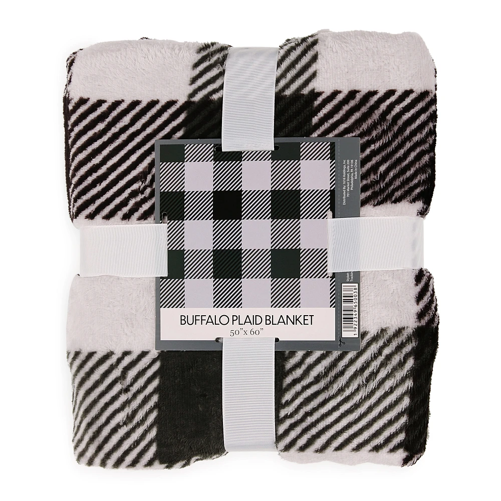 plaid fleece throw blanket 50in x 60in