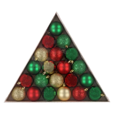 christmas ball ornaments 21-count set, red & green