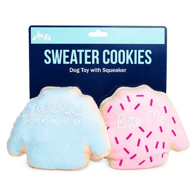 sweater cookies squeaky dog toy 2-count