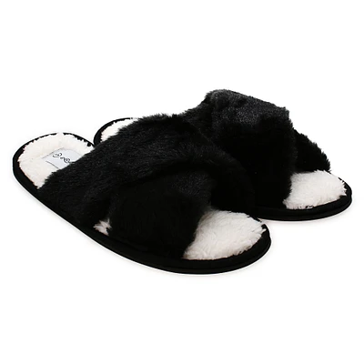 high pile faux fur slippers
