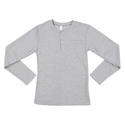 young men's heather gray thermal henley shirt