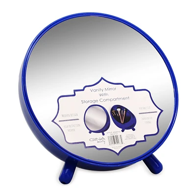 round vanity mirror with storage compartment 7in