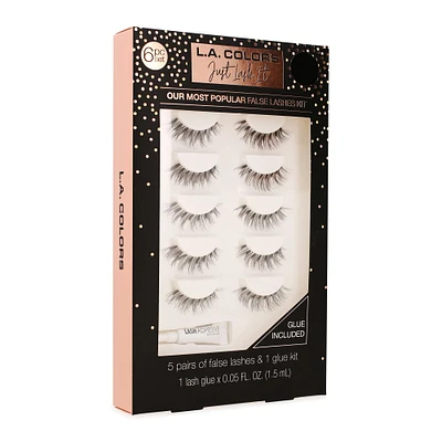 l.a. colors® false eyelashes kit 6 pairs & glue