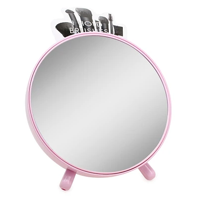 round vanity mirror with storage compartment 7in pastels