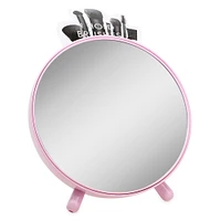 round vanity mirror with storage compartment 7in pastels