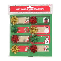 holiday gift labels with star bow 8-count - classic colors