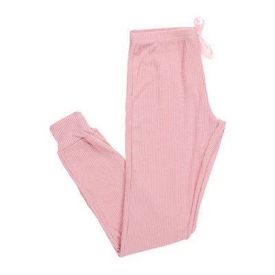 juniors rib knit lounge joggers - pink