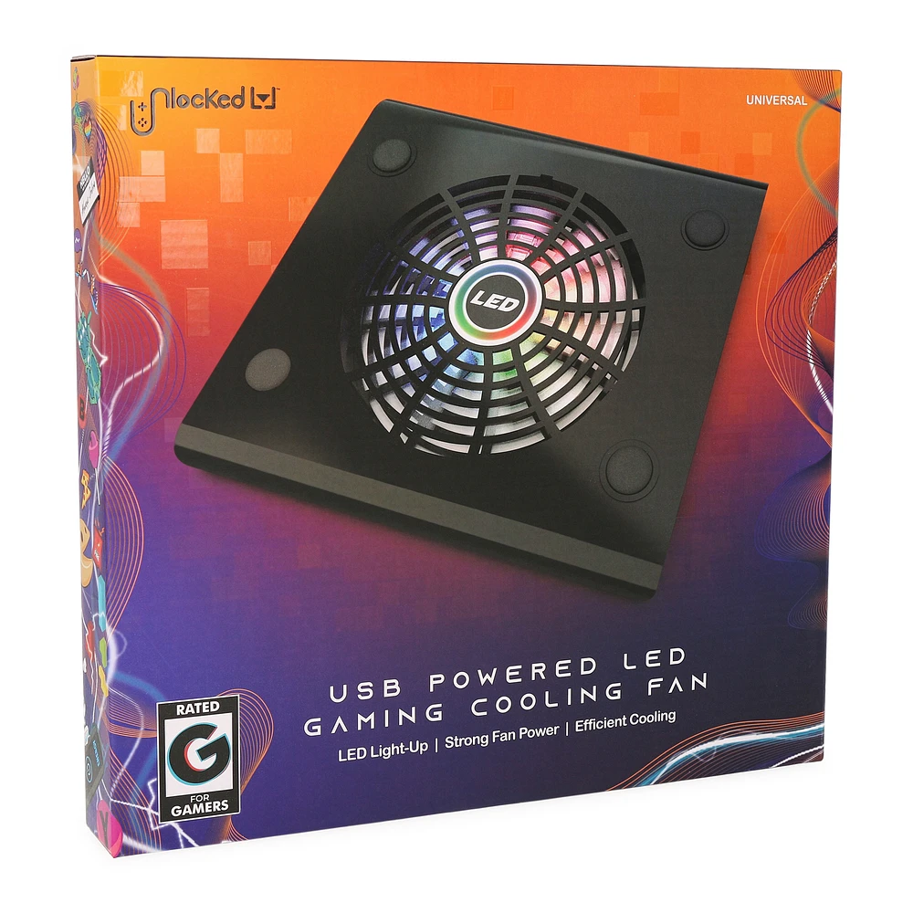 unlocked lvl™ usb-powered LED gaming cooling fan - white