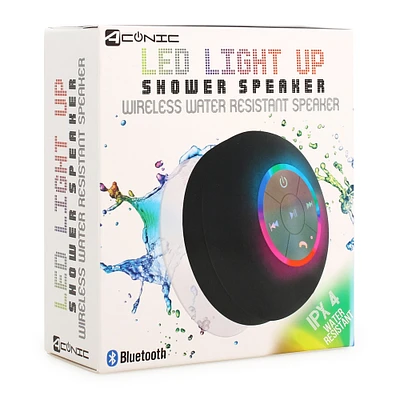 LED light up bluetooth® shower speaker - white