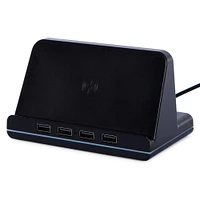 LED charging station with wireless charger & 4 x usb