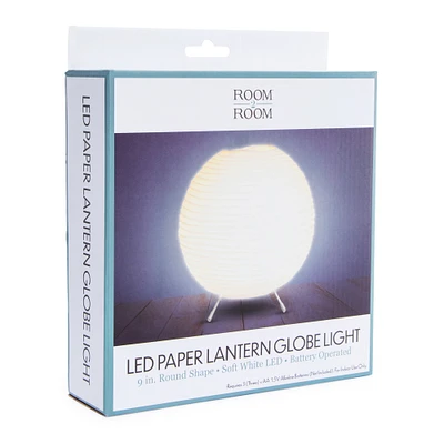9in round LED paper lantern globe light
