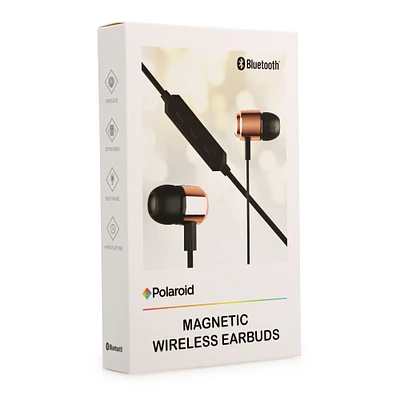 rose gold bluetooth® bass boost earbuds with in-line mic
