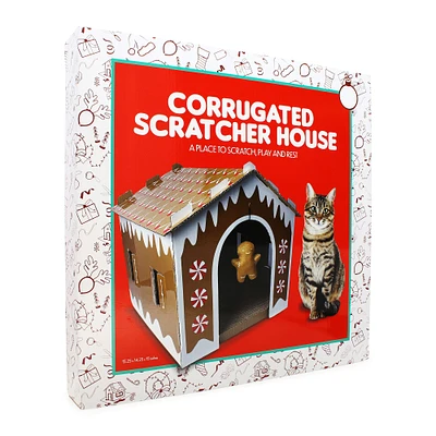 holiday gingerbread cat house cardboard cat scratcher 15.25in