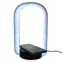 3-in-1 color-changing LED halo lamp with wireless charger & headphones stand