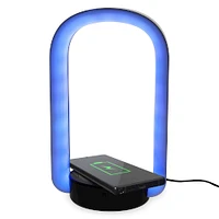 3-in-1 color-changing LED halo lamp with wireless charger & headphones stand