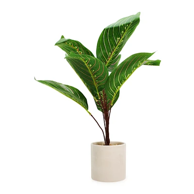 faux house plant white pot 11in