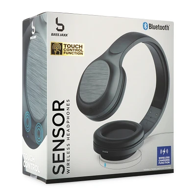 bluetooth® wireless charging headphones with mic - black