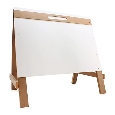 wooden tabletop easel with dry erase board & chalkboard 17in