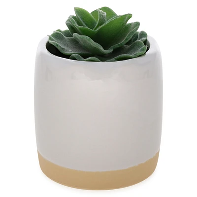 flocked faux succulent plant 4in