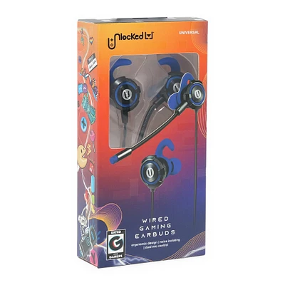 unlocked lvl™ noise-isolating wired gaming earbuds with boom mic - blue
