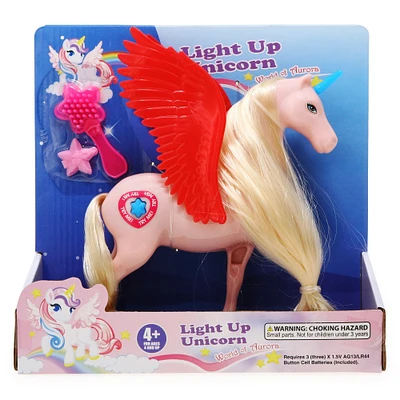 world of aurora light-up unicorn figure