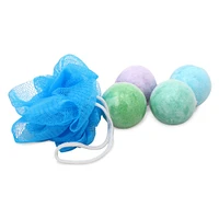 crayola® bath bombs & pouf 5-piece set