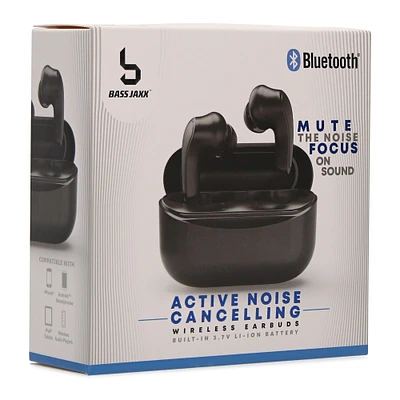 active noise cancelling wireless bluetooth® earbuds - black