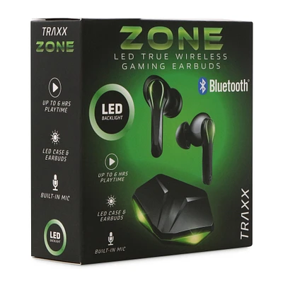zone gaming LED wireless earbuds with mic & LED case