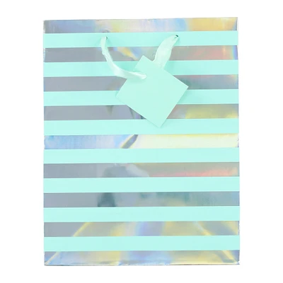 Medium Pastel Holographic Stripe Gift Bag
