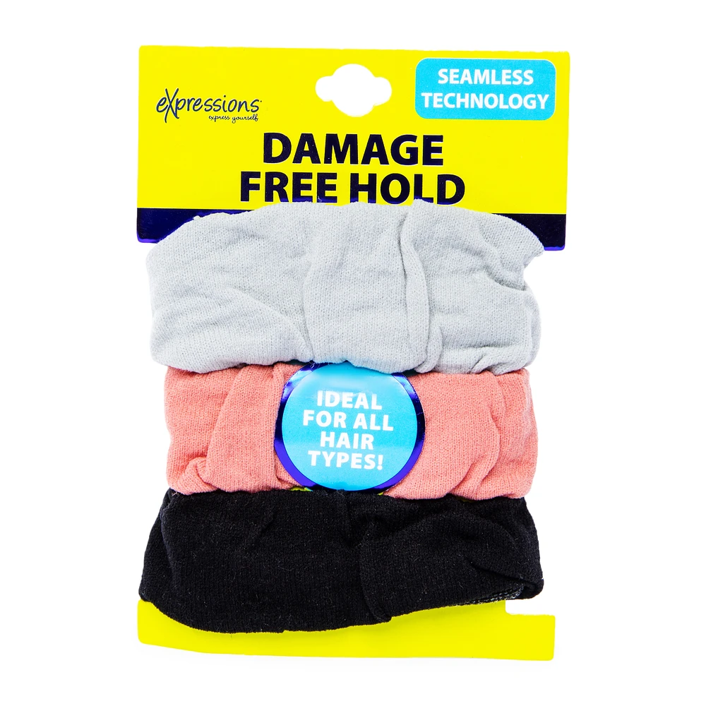 expressions® damage free hold hair ties seamless technology 3-pack - jersey