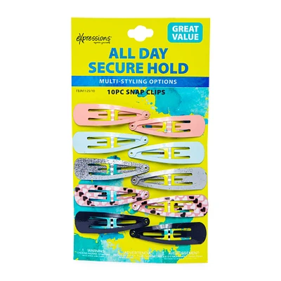 expressions® snap clips all day secure hold 10-piece pack