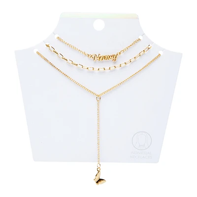 gold honey/butterfly layer necklaces 3-piece set