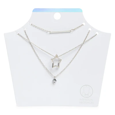 silver star layer necklaces 3-piece set