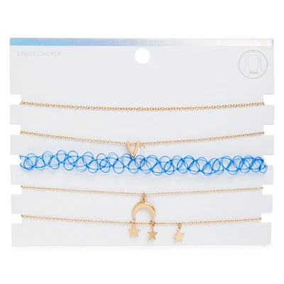 blue star choker necklaces 5-piece set