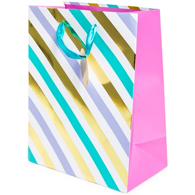 Medium Gift Bag- Hearts/Stripes 9in X 7in