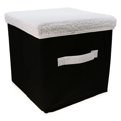 collapsible storage cube with sherpa lid 11in x 11in
