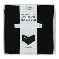 collapsible storage cube with sherpa lid 11in x 11in