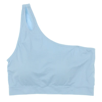 blue cutout one-shoulder sports bra - small