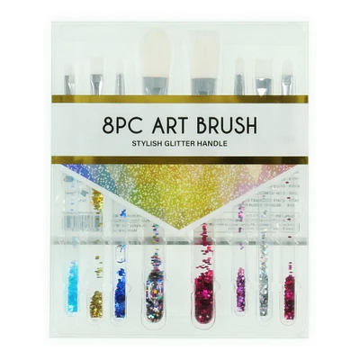 art paint brush set with glitter handles 8-piece