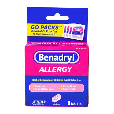 benadryl® allergy go packs™ 8 tablets