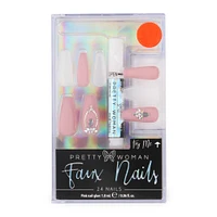 pretty woman faux nails 24-piece with glue