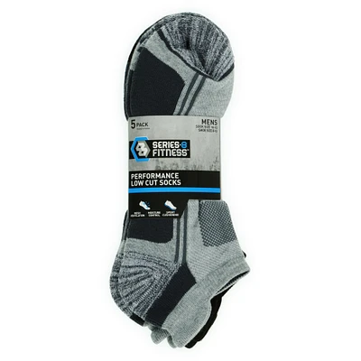 series-8 fitness™ men's low-cut performance socks 5-pack, gray & black