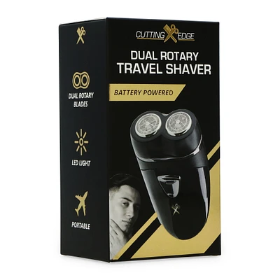cutting edge dual rotary shaver, battery powered