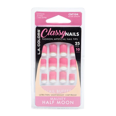 l.a. colors® classy nails half moon nail tips 25-piece nail kit - mauvey