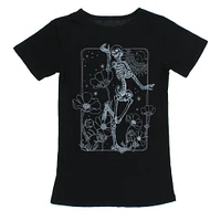 juniors skeleton sketch graphic tee