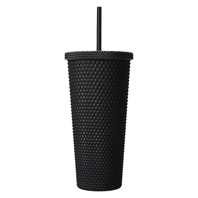 Textured Travel Tumbler With Straw, BPA-Free - 24oz