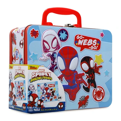 marvel spidey and his amazing friends™ 24-piece puzzle & tin storage box